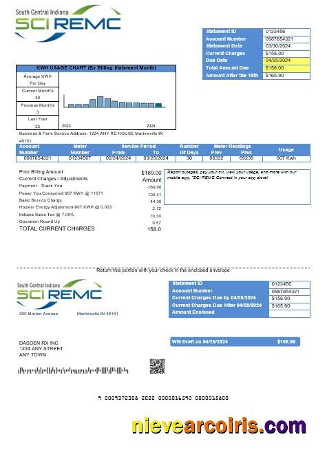 USA Indiana SCI REMC business utility bill